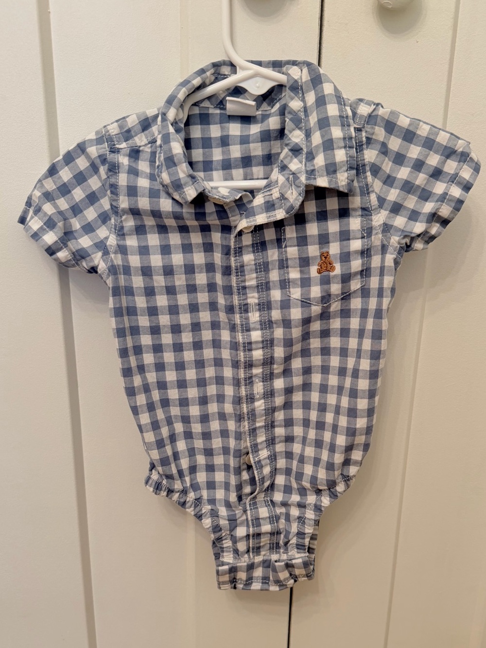 Baby Gap Gingham Oxford Button-Up Bodysuit - Blue/White 6-12M